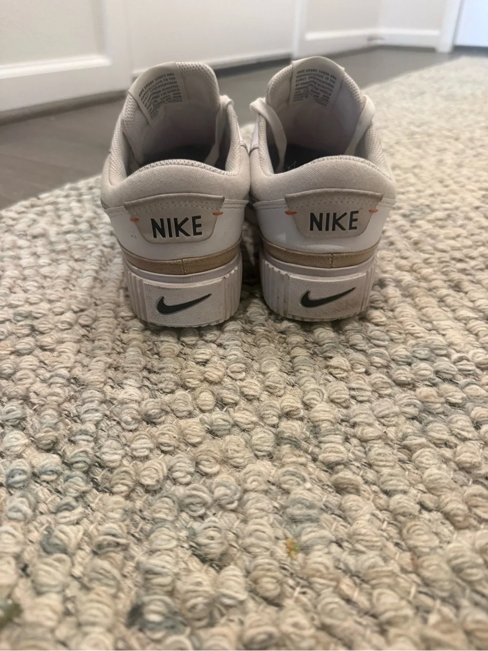 Nike Cream and Black Platform Low-Top Sneakers